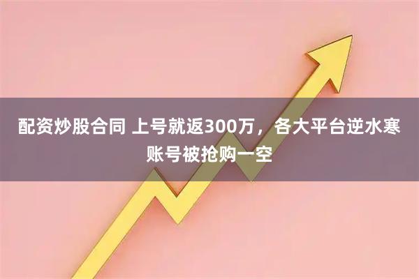 配资炒股合同 上号就返300万，各大平台逆水寒账号被抢购一空